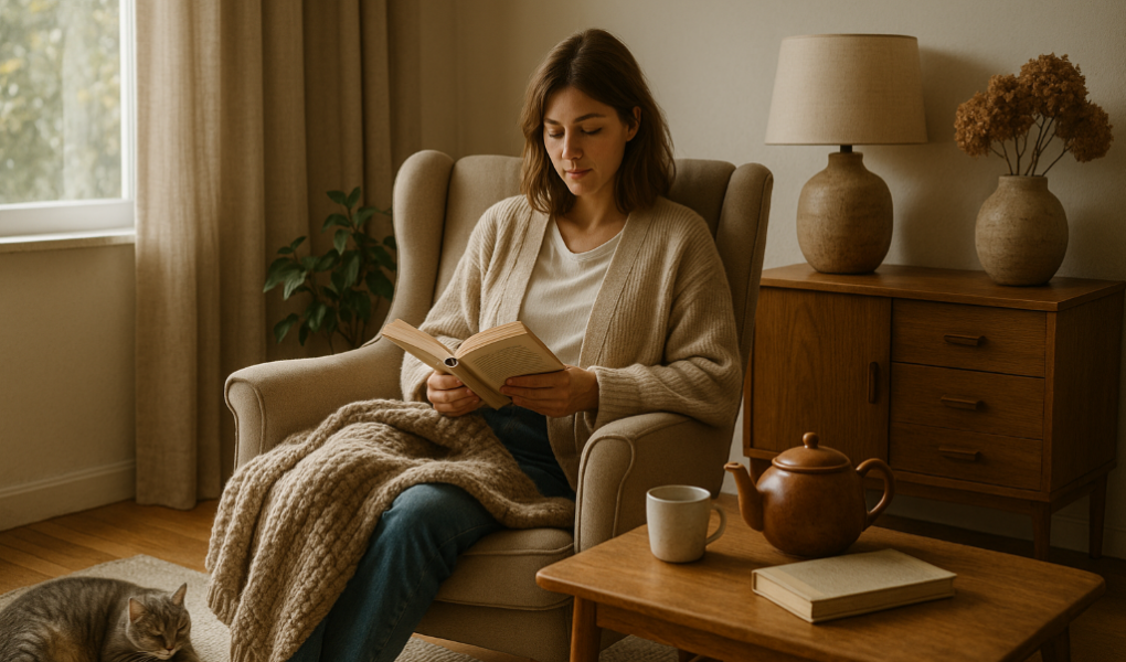 femme assise dans le confort de son fauteuil
