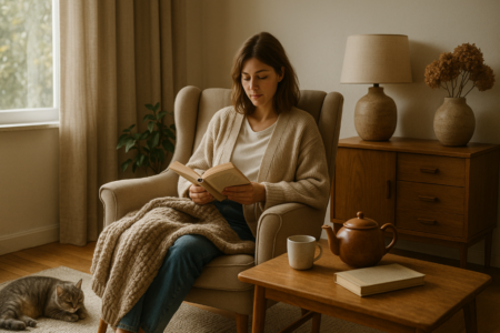 femme assise dans le confort de son fauteuil