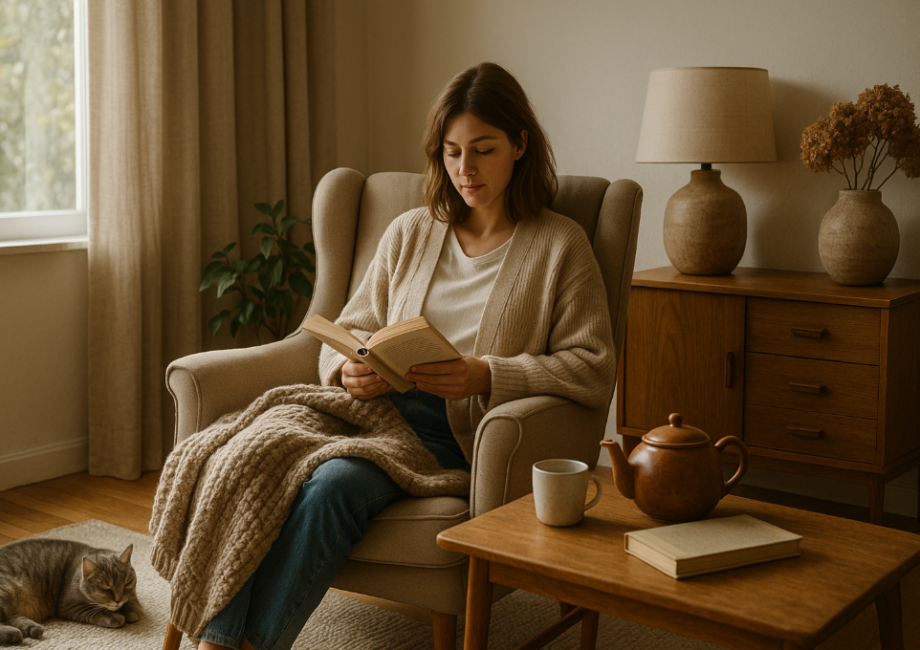 femme assise dans le confort de son fauteuil